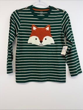 NWT Gymboree Noble Forest Fox Striped Long Sleeve Shirt Boys 10